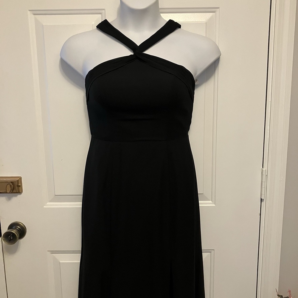 Azazie Black Formal Maxi Halter Dress Women's Size A6 Elegant Sleeveless Gown